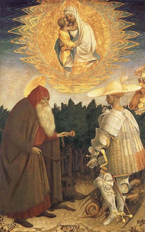 Antonio Pisanello Virgin and child with St. Goran and St Antonius Germany oil painting art